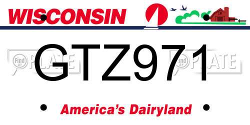 GTZ971 Wisconsin License Plate
