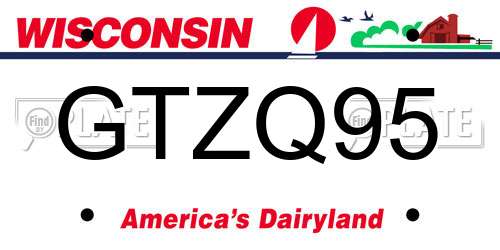 GTZQ95 Wisconsin License Plate