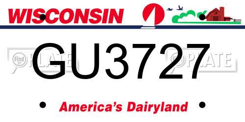 GU3727 Wisconsin License Plate