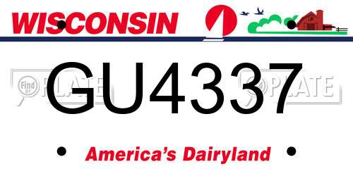 GU4337 Wisconsin License Plate