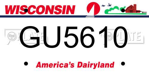 GU5610 Wisconsin License Plate