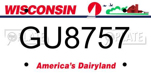 GU8757 Wisconsin License Plate
