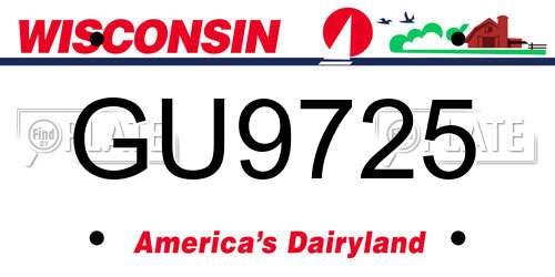 GU9725 Wisconsin License Plate