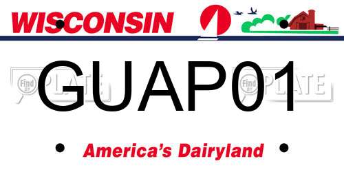 GUAP01 Wisconsin License Plate