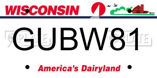 GUBW81 Wisconsin License Plate