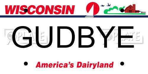 GUDBYE Wisconsin License Plate