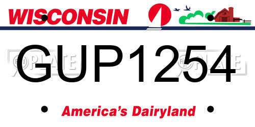 GUP1254 Wisconsin License Plate