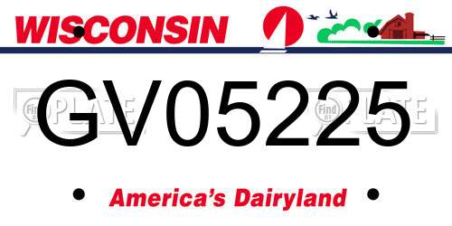 GV05225 Wisconsin License Plate