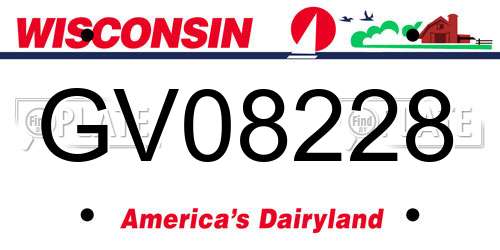 GV08228 Wisconsin License Plate