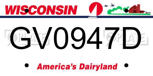 GV0947D Wisconsin License Plate