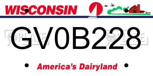 GV0B228 Wisconsin License Plate