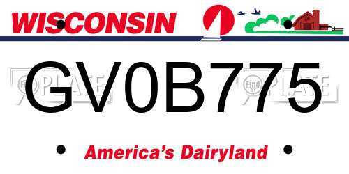 GV0B775 Wisconsin License Plate