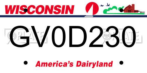 GV0D230 Wisconsin License Plate