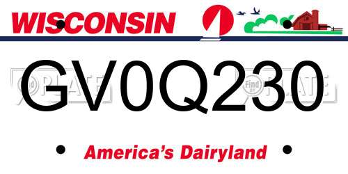 GV0Q230 Wisconsin License Plate