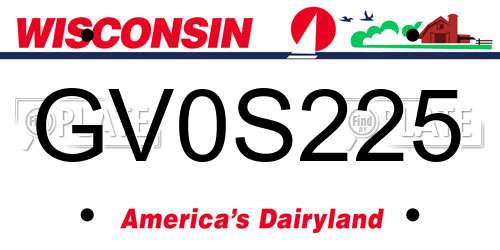 GV0S225 Wisconsin License Plate