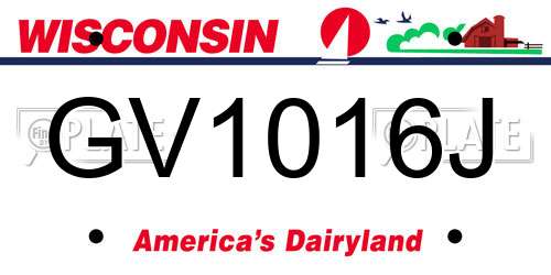 GV1016J Wisconsin License Plate