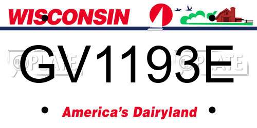 GV1193E Wisconsin License Plate