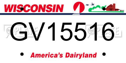 GV15516 Wisconsin License Plate