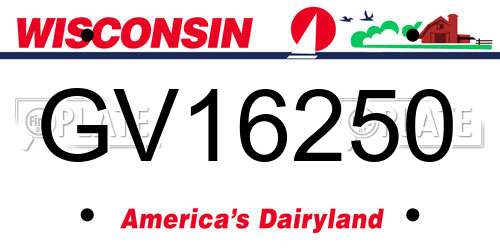 GV16250 Wisconsin License Plate