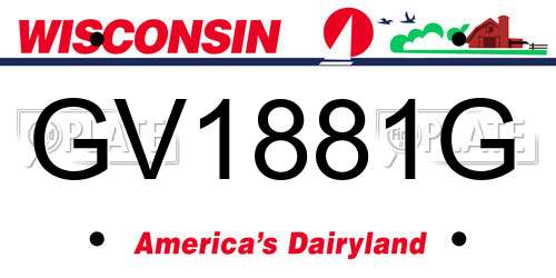 GV1881G Wisconsin License Plate