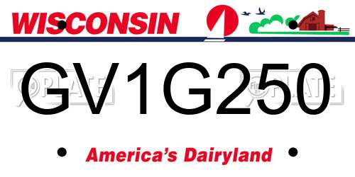 GV1G250 Wisconsin License Plate