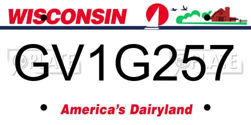 GV1G257 Wisconsin License Plate