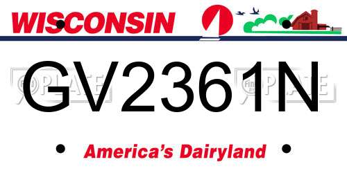 GV2361N Wisconsin License Plate