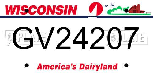 GV24207 Wisconsin License Plate