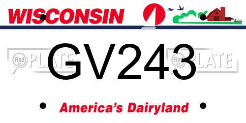GV243 Wisconsin License Plate