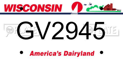 GV2945 Wisconsin License Plate