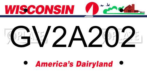 GV2A202 Wisconsin License Plate