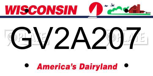 GV2A207 Wisconsin License Plate