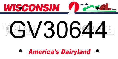 GV30644 Wisconsin License Plate