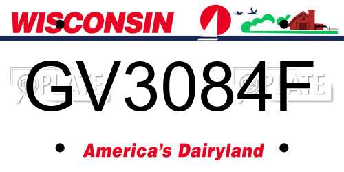 GV3084F Wisconsin License Plate
