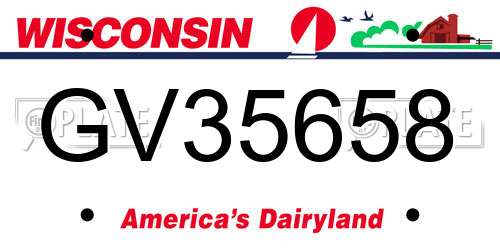 GV35658 Wisconsin License Plate