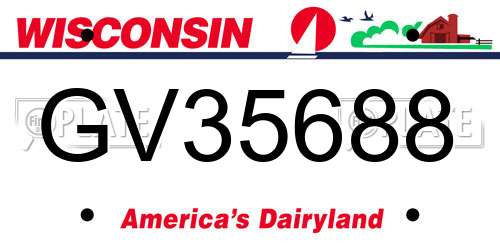 GV35688 Wisconsin License Plate