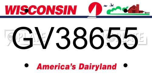 GV38655 Wisconsin License Plate