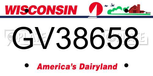 GV38658 Wisconsin License Plate