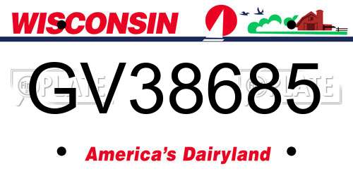 GV38685 Wisconsin License Plate