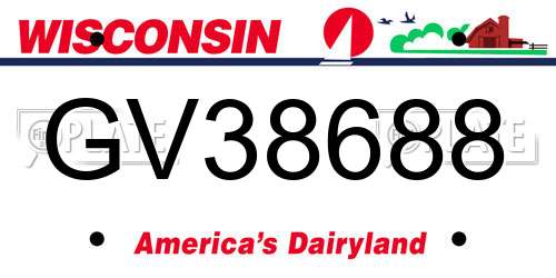 GV38688 Wisconsin License Plate
