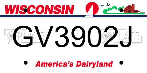 GV3902J Wisconsin License Plate