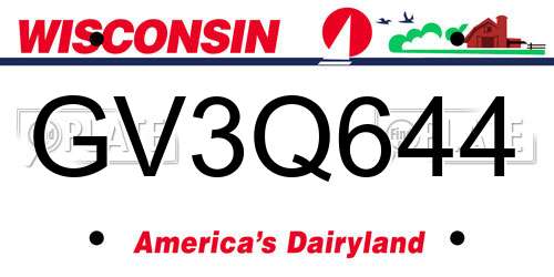 GV3Q644 Wisconsin License Plate