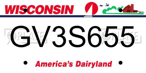 GV3S655 Wisconsin License Plate