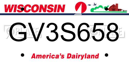 GV3S658 Wisconsin License Plate