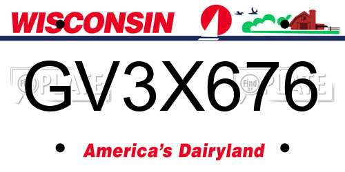 GV3X676 Wisconsin License Plate