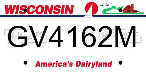 GV4162M Wisconsin License Plate