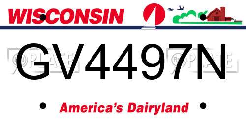 GV4497N Wisconsin License Plate