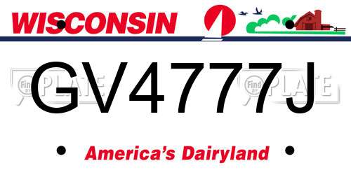 GV4777J Wisconsin License Plate