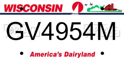 GV4954M Wisconsin License Plate