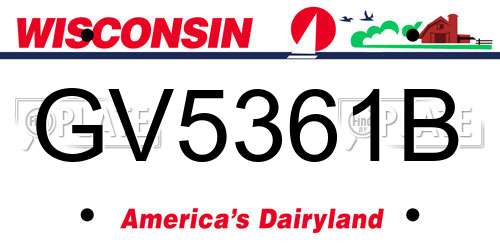GV5361B Wisconsin License Plate